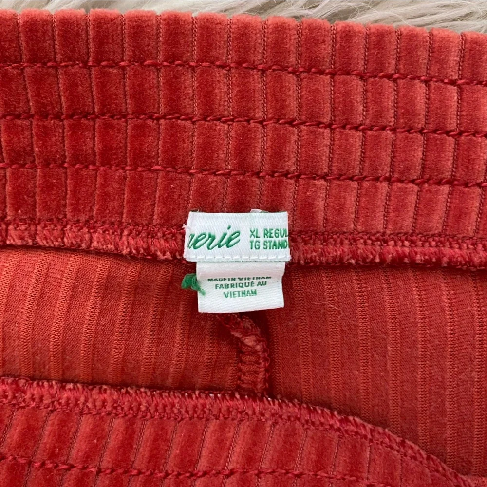 Aerie Groove On Burnt Orange Ribbed Velour Flare Pull On Pants Loungewear Active - Picture 10 of 11
